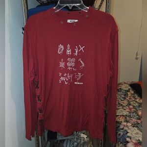 Vintage Moschino Red Long Sleeve Graphic Shirt